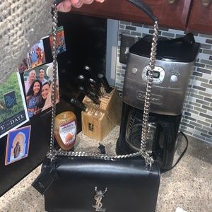 SAINT LAURENT Monogram YSL Silver Medium Chain